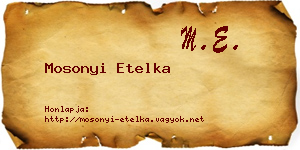 Mosonyi Etelka névjegykártya